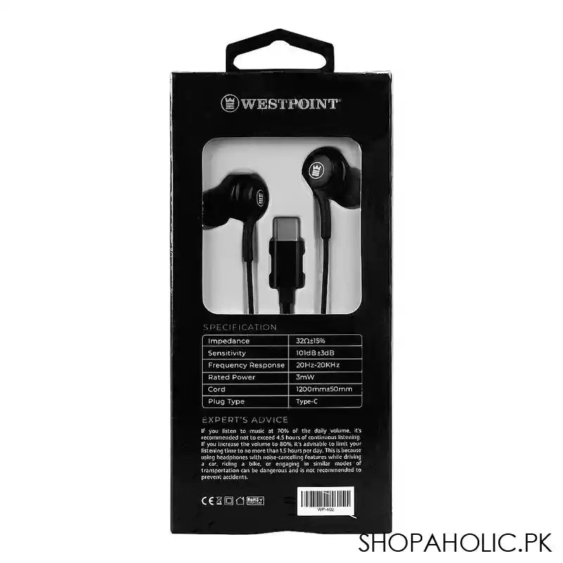 West Point Precision Audio Type C Earphones, Black, WP-402 - Image 4