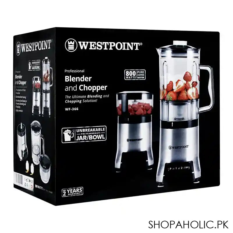 West Point Professional Blender and Chopper, 800W, WF-366 - Image 3