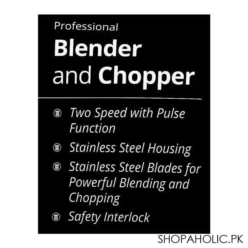 West Point Professional Blender and Chopper, 800W, WF-366 - Image 4