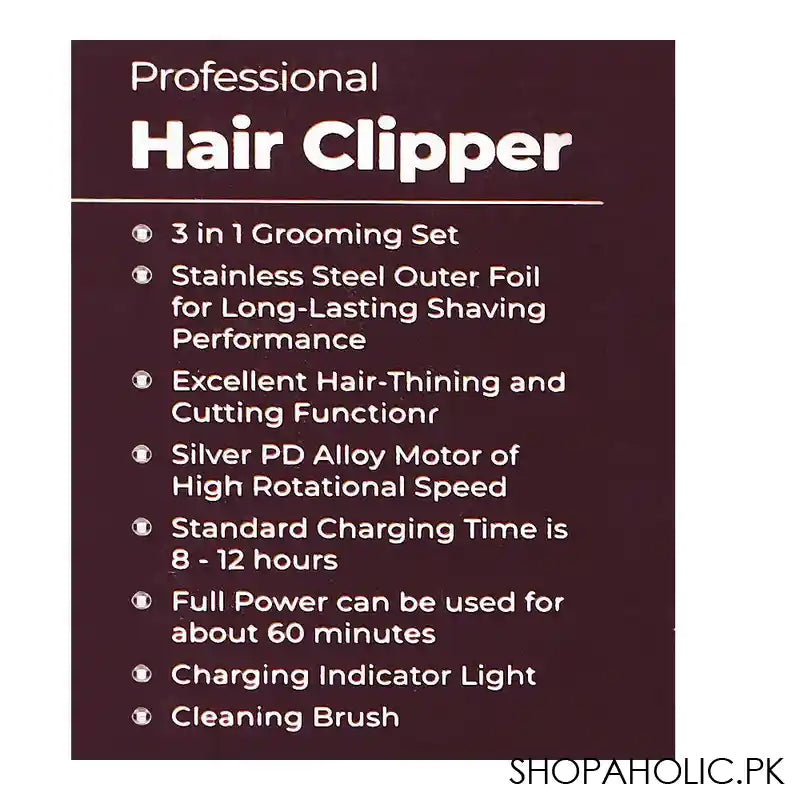 West Point Professional Hair Clipper, 100-240V, WF-6613 - Image 2