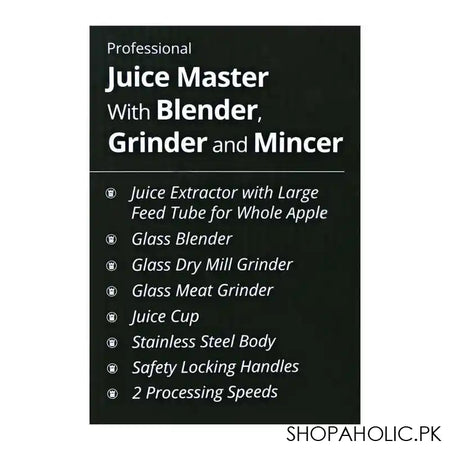 West Point Professional Juice Master, Blender, Grinder And Mincer, WF-1846 - Image 4