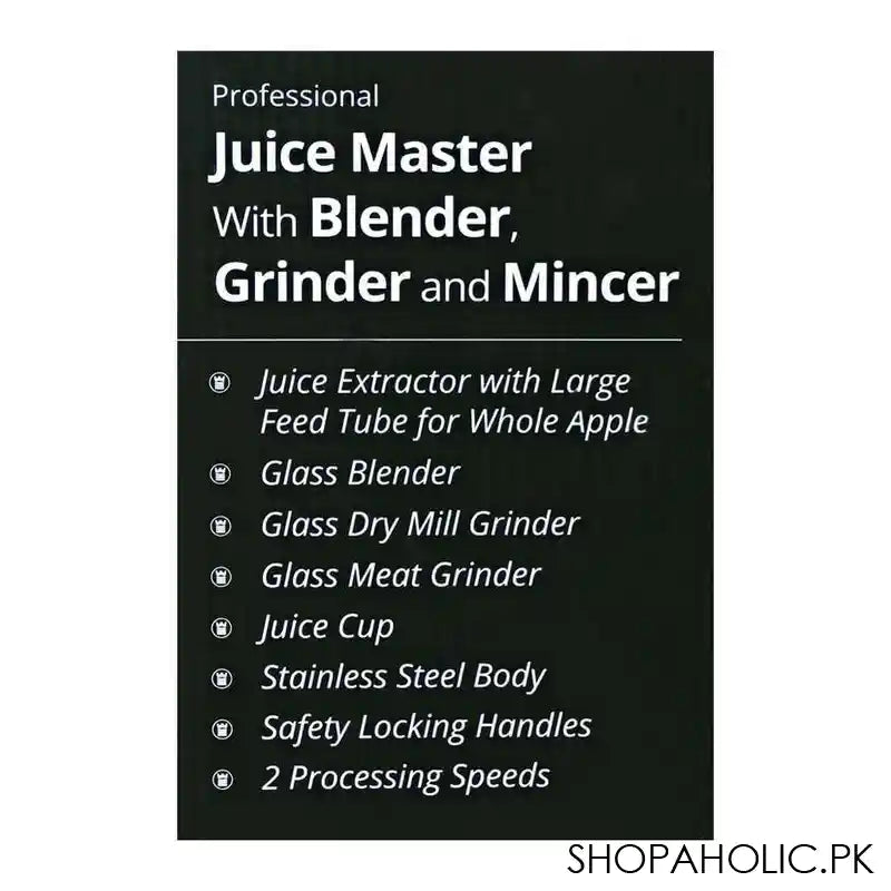 West Point Professional Juice Master, Blender, Grinder And Mincer, WF-1846 - Image 4