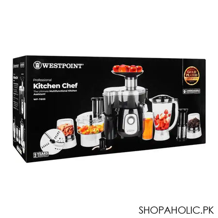 West Point Professional Kitchen Chef Food Processor, Black, 450W, WF-7805 - Image 2