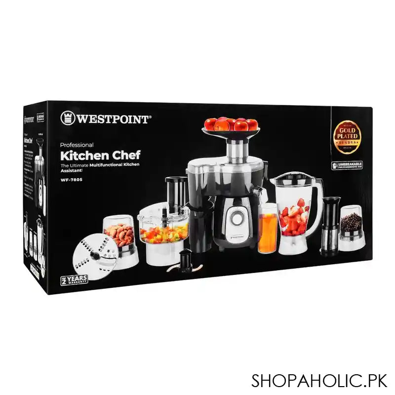 West Point Professional Kitchen Chef Food Processor, Black, 450W, WF-7805 - Image 2