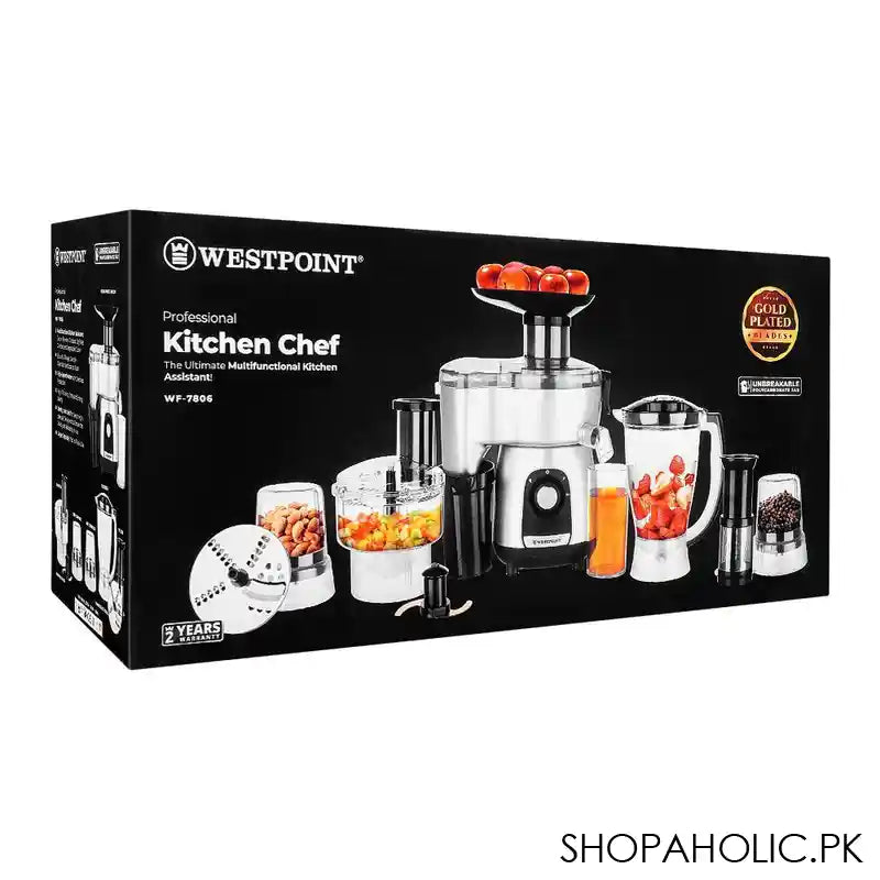 West Point Professional Kitchen Chef Food Processor, Grey, 450W, WF-7806 - Image 3