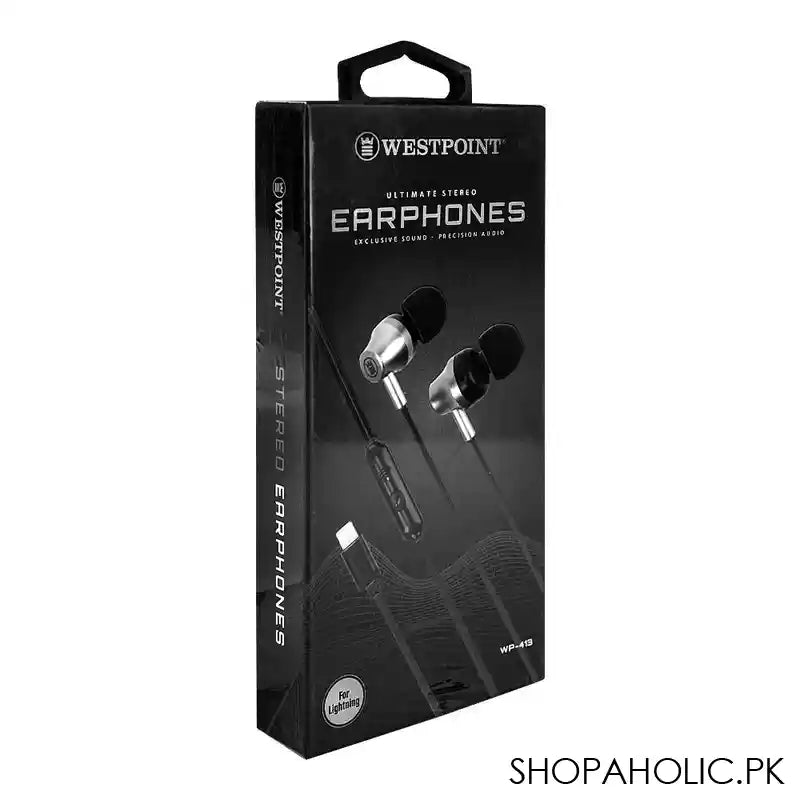 West Point Ultimate Stereo Lightening Earphones, Black, WP-413 - Image 3
