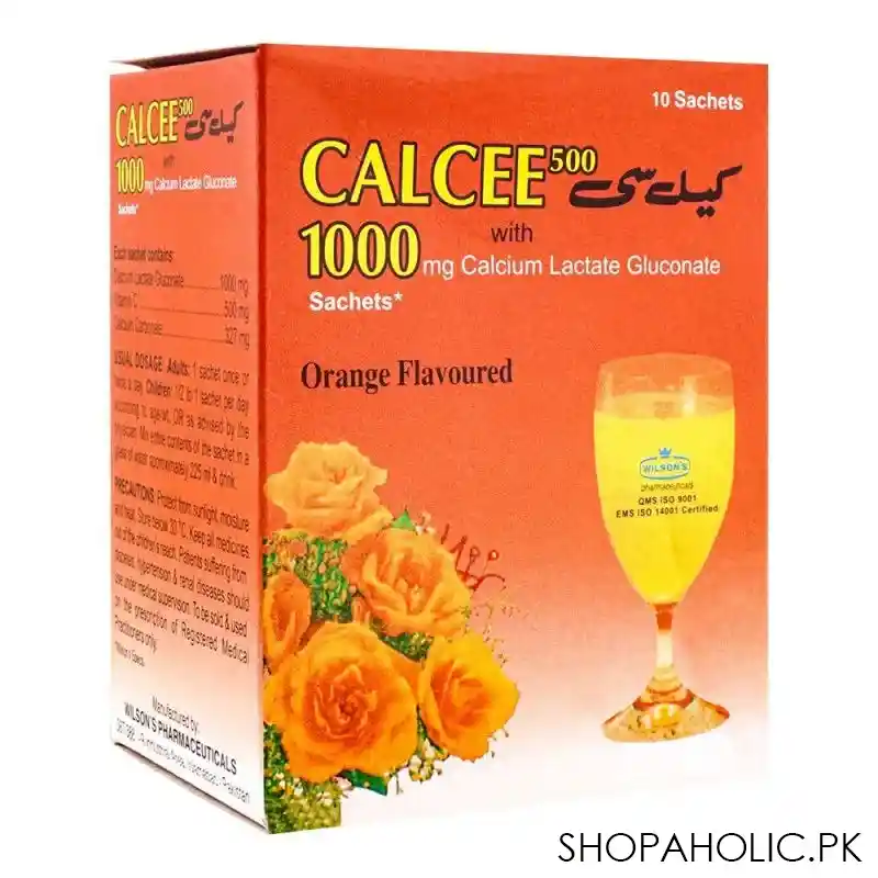 wilson's pharmaceuticals calcee 500/1000mg, orange flavour, 10 pack image2
