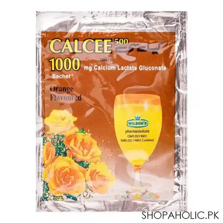 wilson's pharmaceuticals calcee 500/1000mg, orange flavour, 10 pack main image