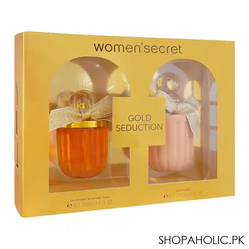 Women Secret Gold Seduction Gift Set, For Women, Eau de Parfum Natural Spray 100ml+Body Lotion 200ml - Main Image