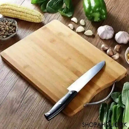 wooden cutting board with stainless steel handle image3