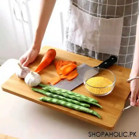 wooden cutting board with stainless steel handle image5