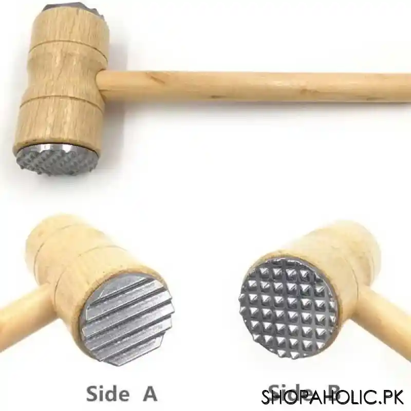 wooden double sided meat tenderizer mallet hammer image3