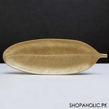 wooden leaf shape golden tray (large) main image