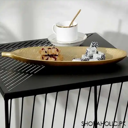 wooden leaf shape golden tray (small) image3