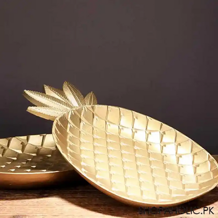 wooden pineapple shape golden tray (large) image3