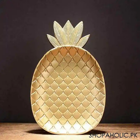 wooden pineapple shape golden tray (large) image4