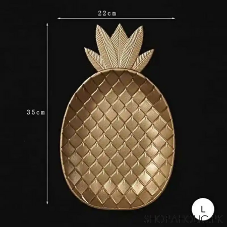 wooden pineapple shape golden tray (large) image5