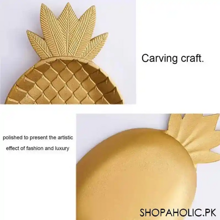 wooden pineapple shape golden tray (small) image4
