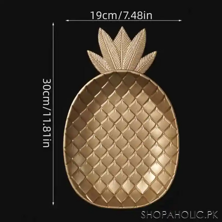 wooden pineapple shape golden tray (small) image5