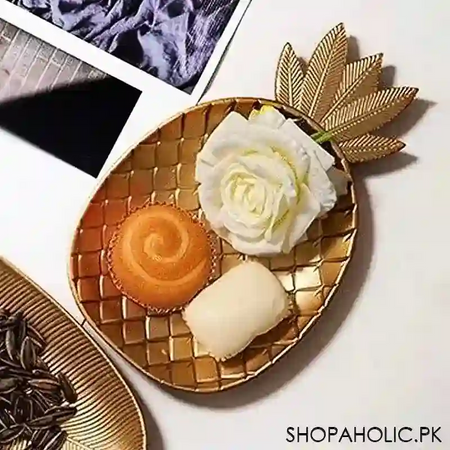 wooden pineapple shape golden tray (small) main image