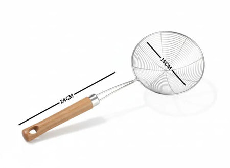 Wooden Handle Stainless Steel Poori Strainer/Deep Fry Strainer