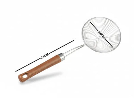 Wooden Handle Stainless Steel Poori Strainer/Deep Fry Strainer