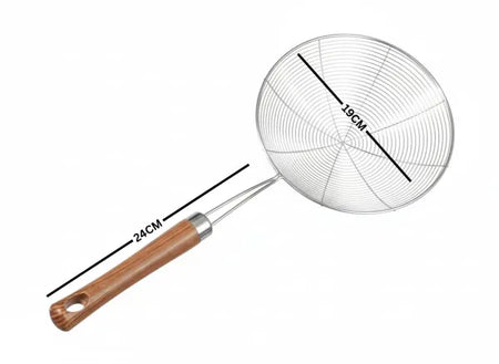 Wooden Handle Stainless Steel Poori Strainer/Deep Fry Strainer