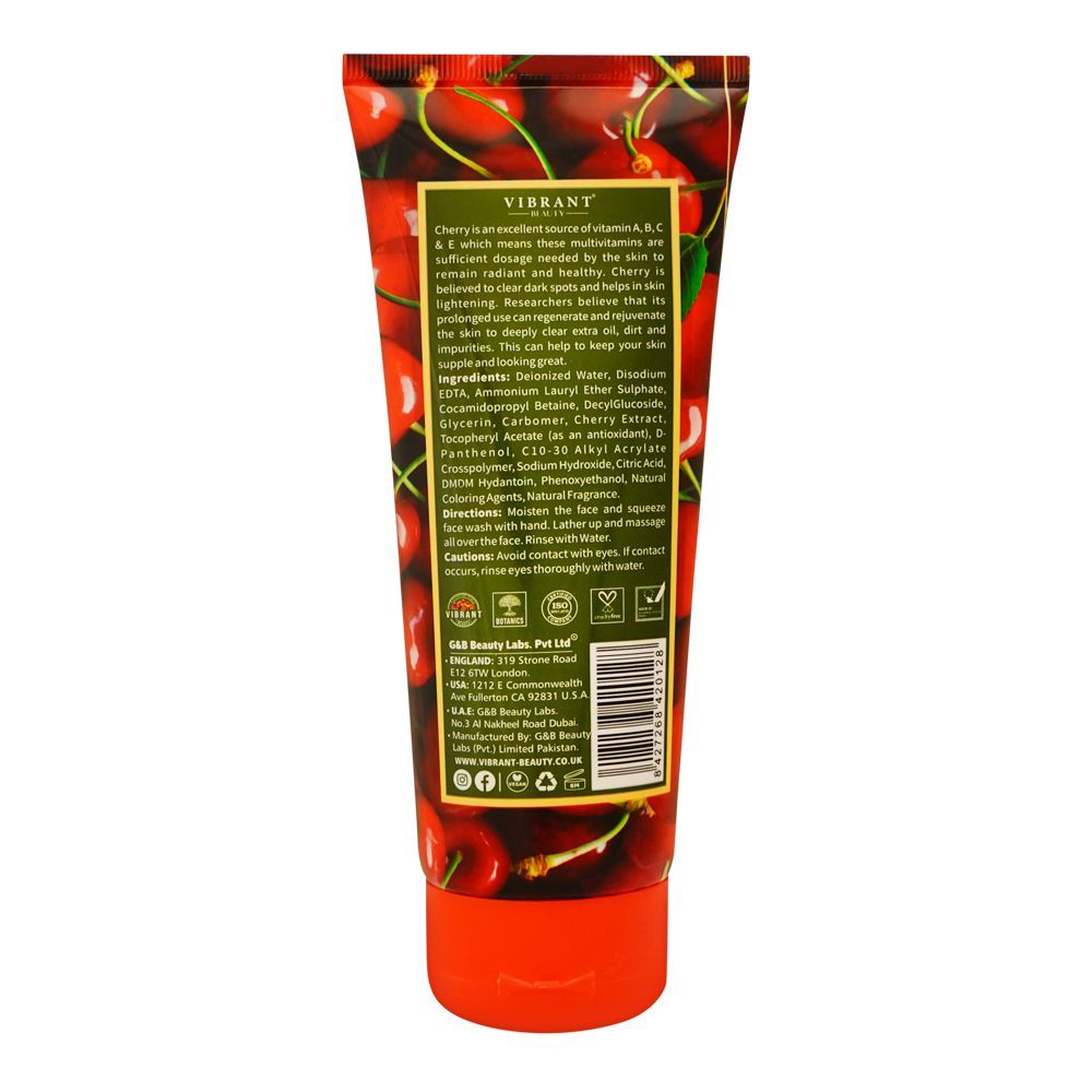 Vibrant Beauty Brightening Hydrating Cherry Cleanser, For All Skin Types, 200ml - Image 2