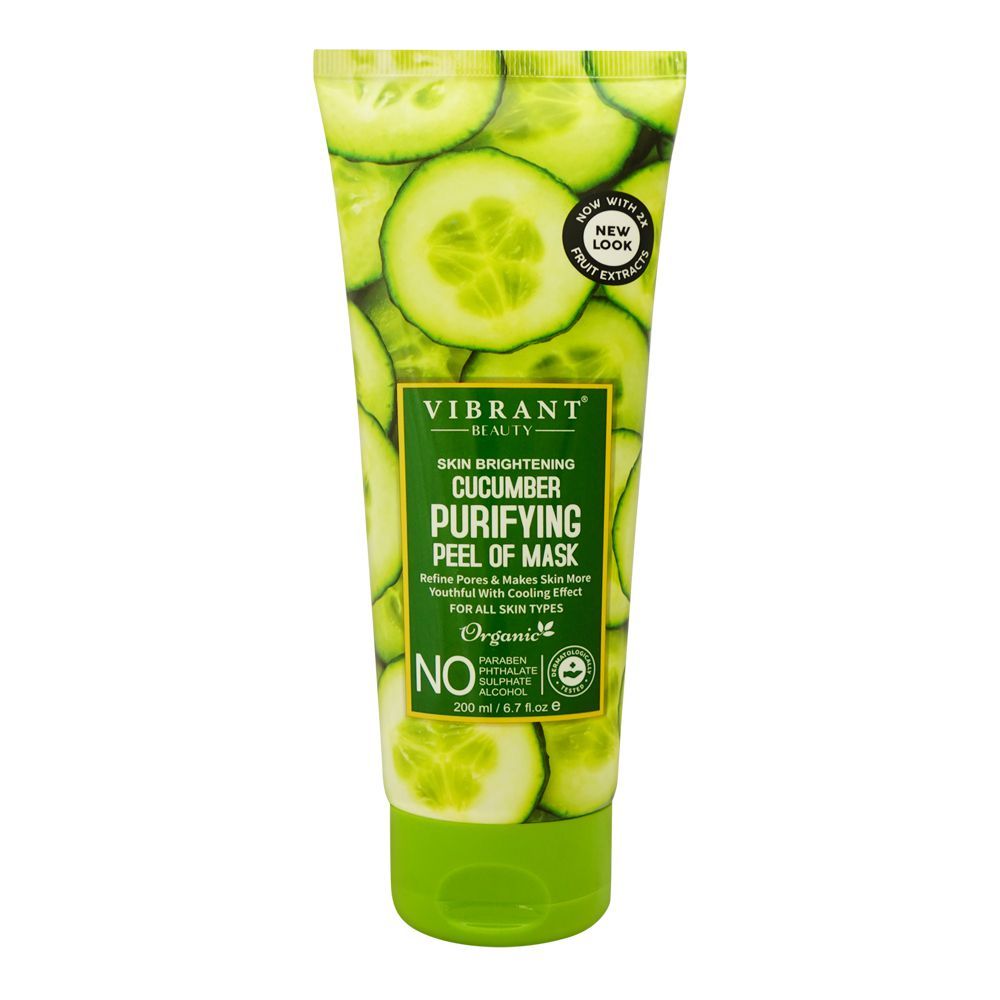 Vibrant Beauty Brightening Cucumber Peel Off Face Mask, For All Skin Types, 200ml - Main Image