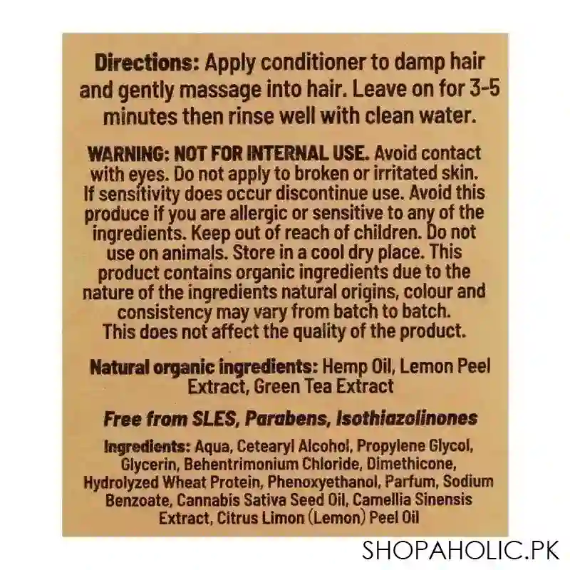 xhc hemp sleek & shiny hair conditioner, paraben free, 400ml image3