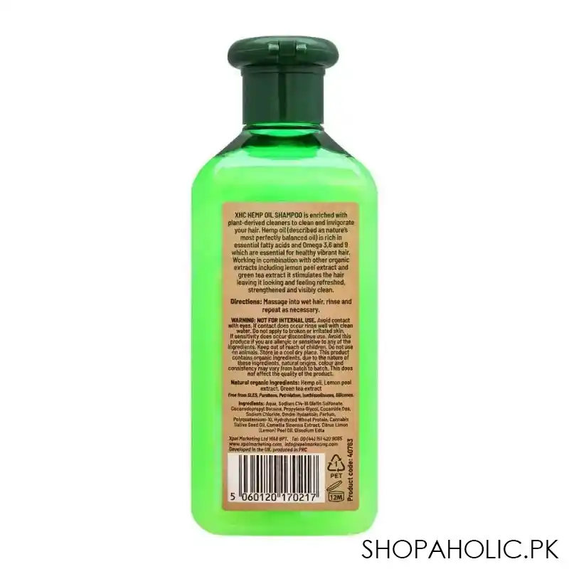 xhc hemp sleek & shiny hair shampoo, paraben & sls free, 400ml image2