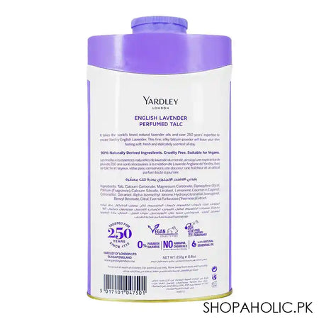 Yardley English Lavender Perfumed Talcum Powder, 250g - Image 2