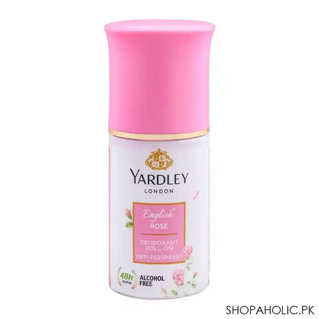 yardley english rose roll on deodorant, for women, alcohol free, 50ml main image