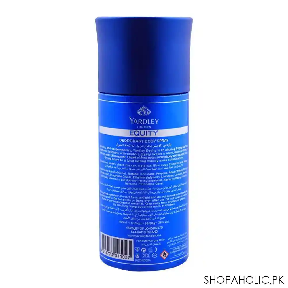 yardley equity deodorant body spray for men, 150ml image2
