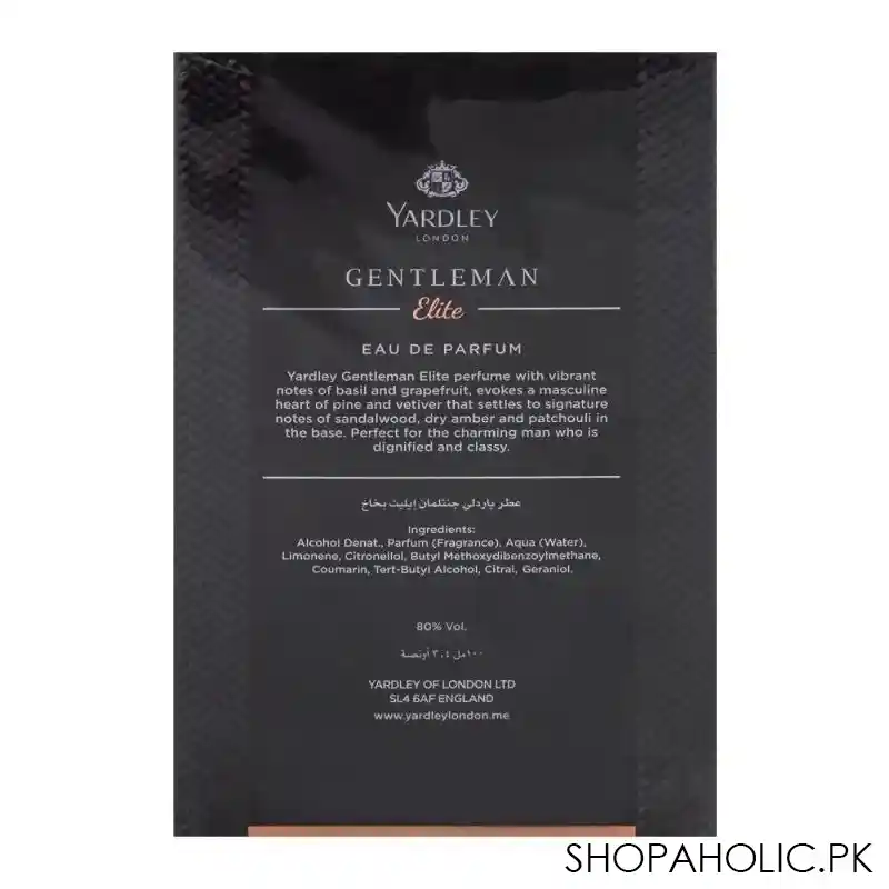 yardley gentleman elite eau de toilette, 100ml image3