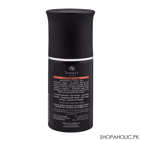 yardley gentleman legacy roll on deodorant, 50ml image2