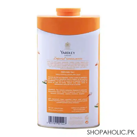 yardley imperial sandalwood perfumed talcum powder, 250g image2
