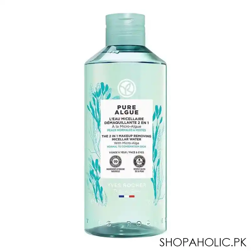 yves rocher pure algue 2 in 1 make up removing micellar water, 400ml main image
