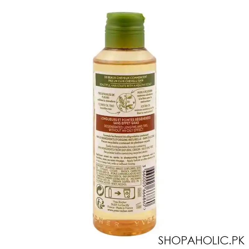 yves rocher repair multi purpose flower oil bath, for damaged hair, silicone free, 150ml image2