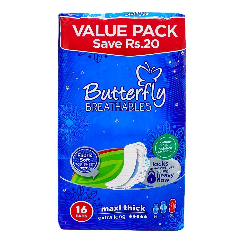 Butterfly Breathables Maxi Thick Pads, Extra Large, 16-Pack - Image 2
