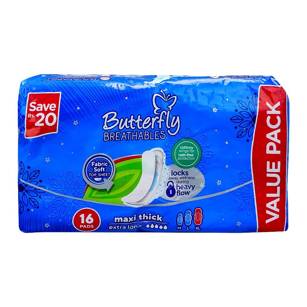 Butterfly Breathables Maxi Thick Pads, Extra Large, 16-Pack - Image 3