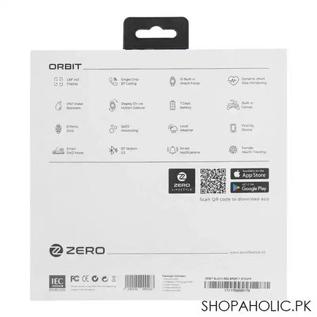 zero men's orbit black red sporty strap smart watch image2