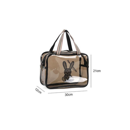AJF PVC Transparent Cosmetic Bag Set, Black - Image 2