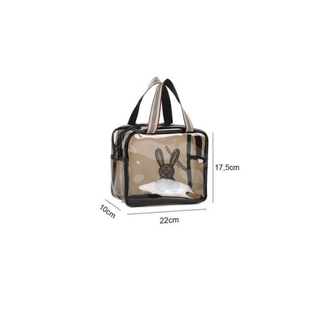 AJF PVC Transparent Cosmetic Bag Set, Black - Image 3