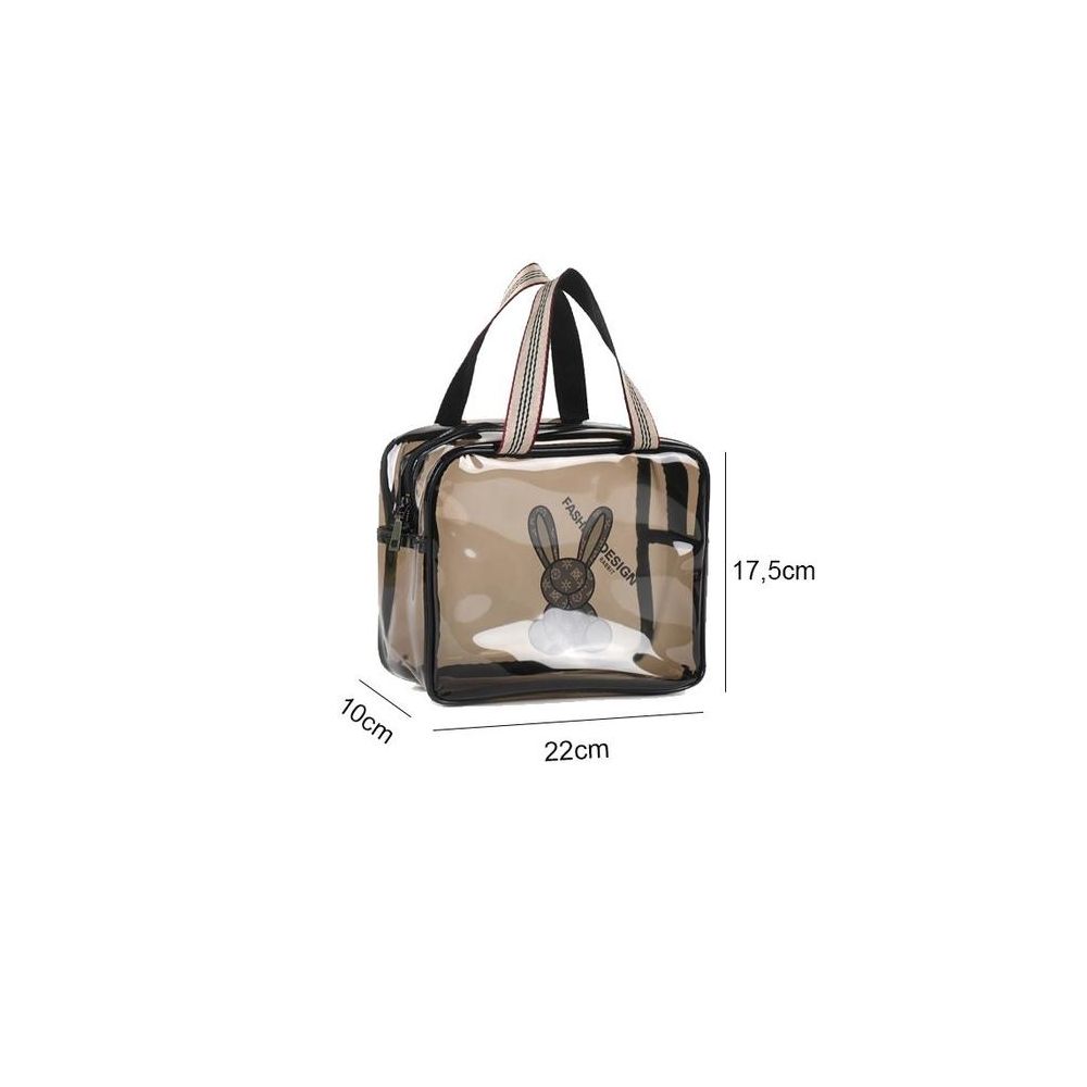 AJF PVC Transparent Cosmetic Bag Set, Black - Image 3