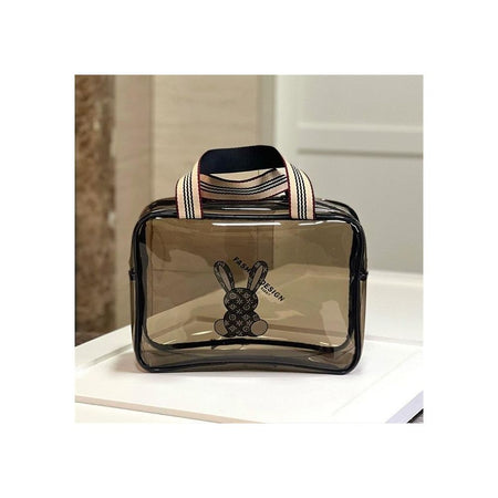 AJF PVC Transparent Cosmetic Bag Set, Black - Image 5