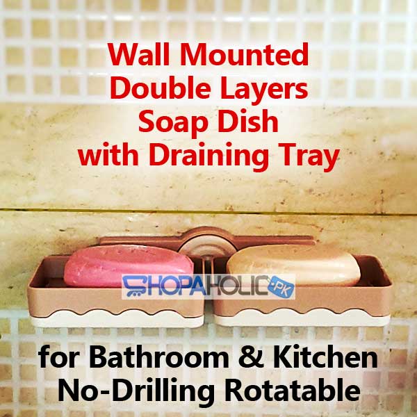 Wall Mounted Double Layer Soap Holder with Draining Tray