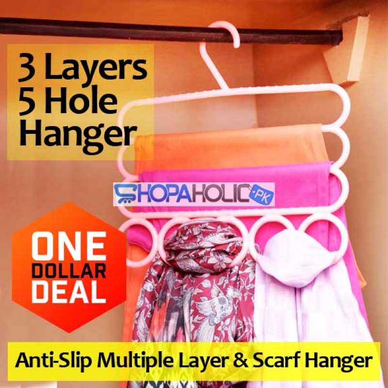(One Dollar Deal) Anti-Slip 3 Layers & 5 Hole Scarf Hanger