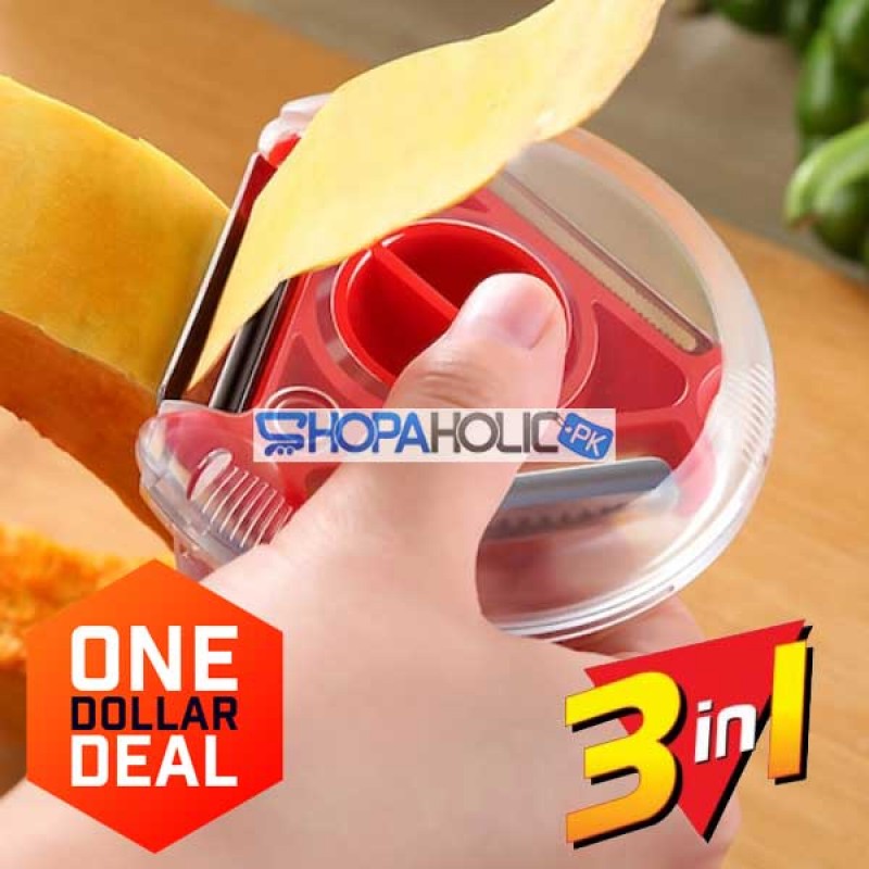 (One Dollar Deal) 3 in1 Multifunctional 360 Degree Rotary 3 Blades Vegetable Fruit Peeler