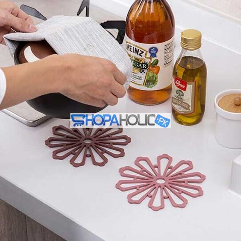Flower Shape Coasters Non-slip Heat Resistant Silicone Mat